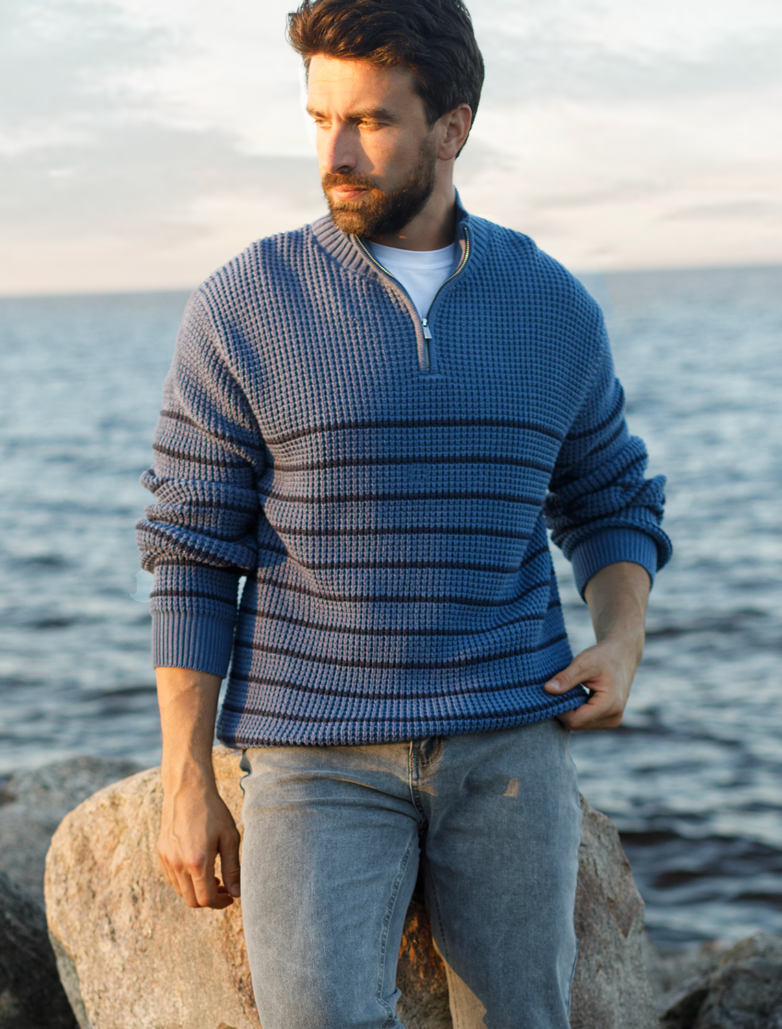 картинка Джемпер мужской светло-синий магазин Одежда+ являющийся официальным дистрибьютором в России 