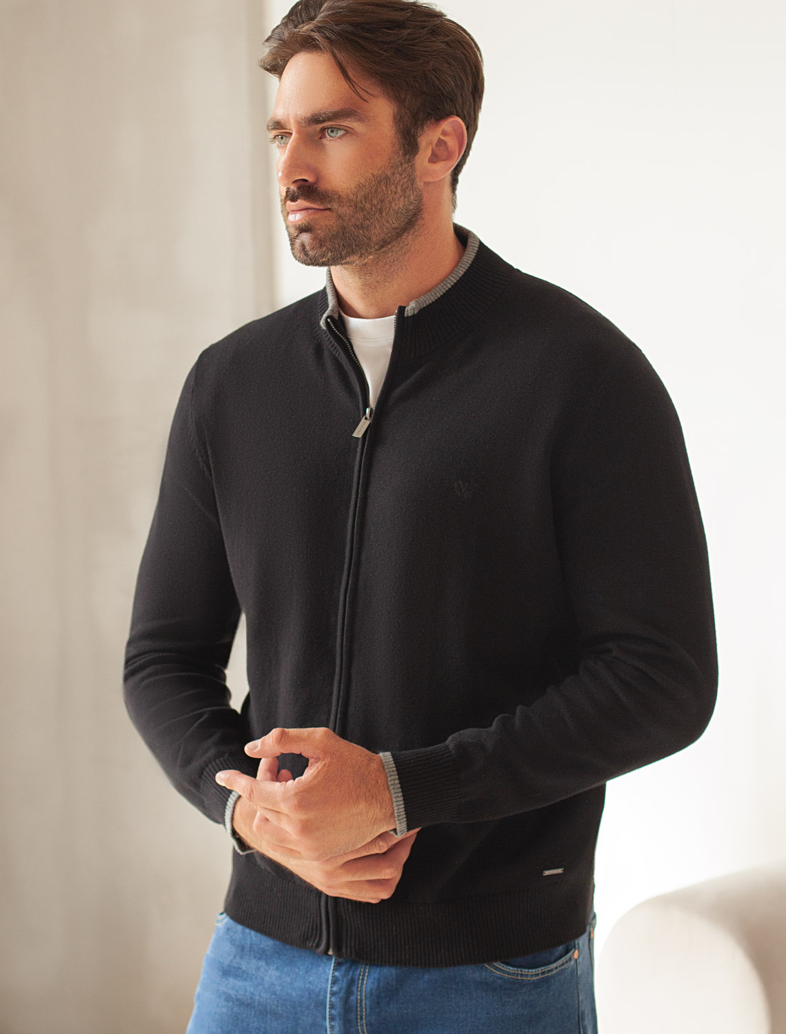 картинка Кардиган мужской черный от магазина Одежда+