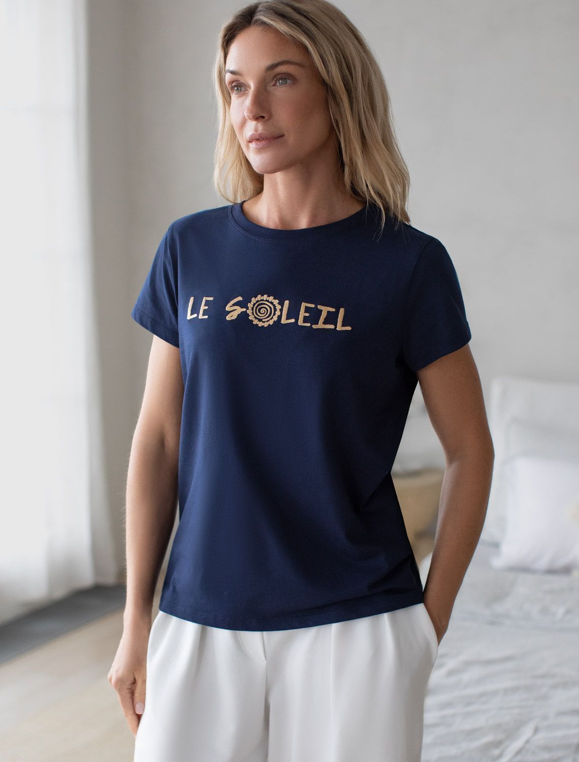 картинка Футболка женская т.синий_le_soleil магазин Одежда+ являющийся официальным дистрибьютором в России 
