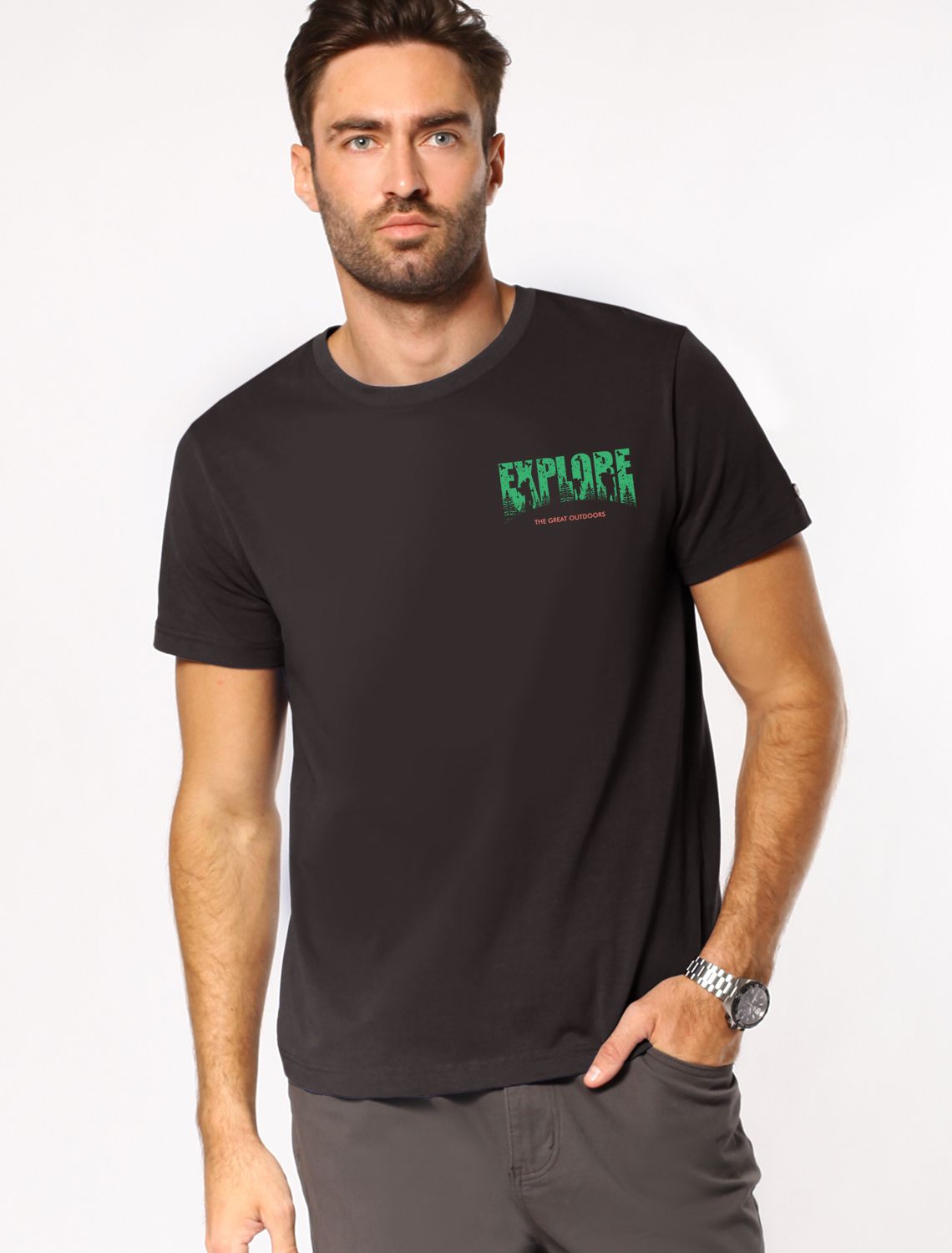 картинка Футболка мужская черный_explore от магазина Одежда+