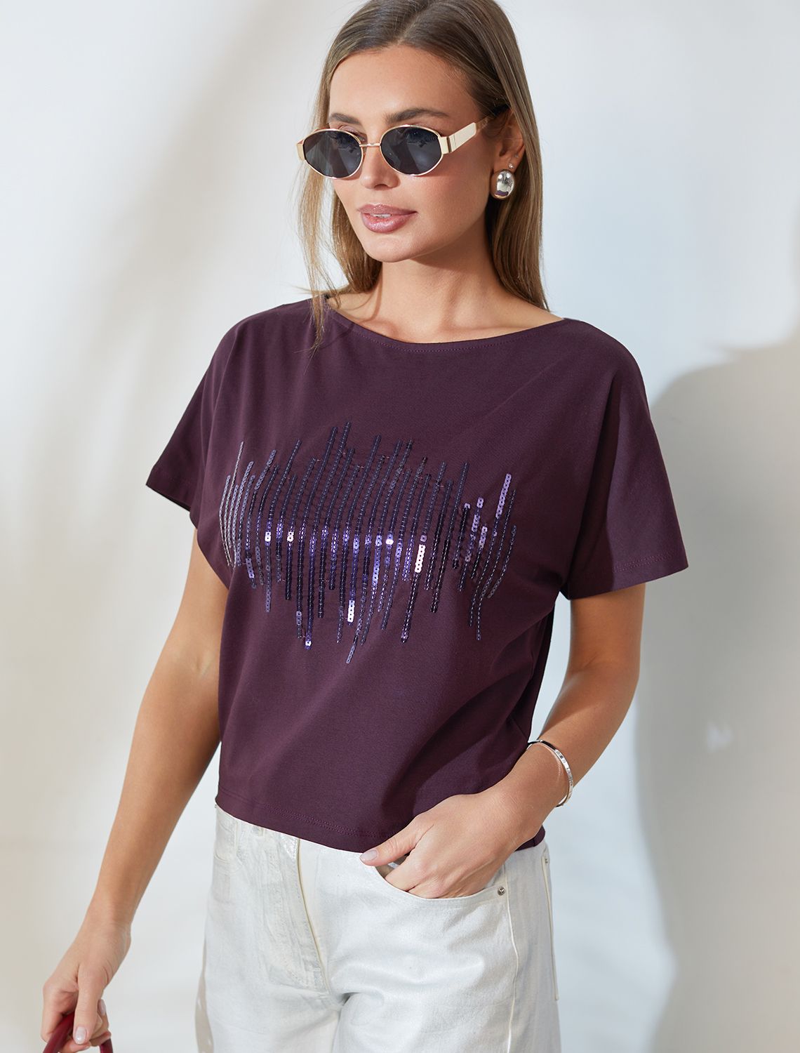картинка Футболка женская бургунди_stripes от магазина Одежда+