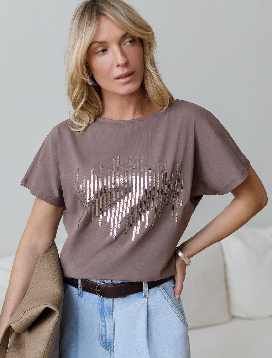 картинка Футболка женская кофейный_stripes от магазина Одежда+