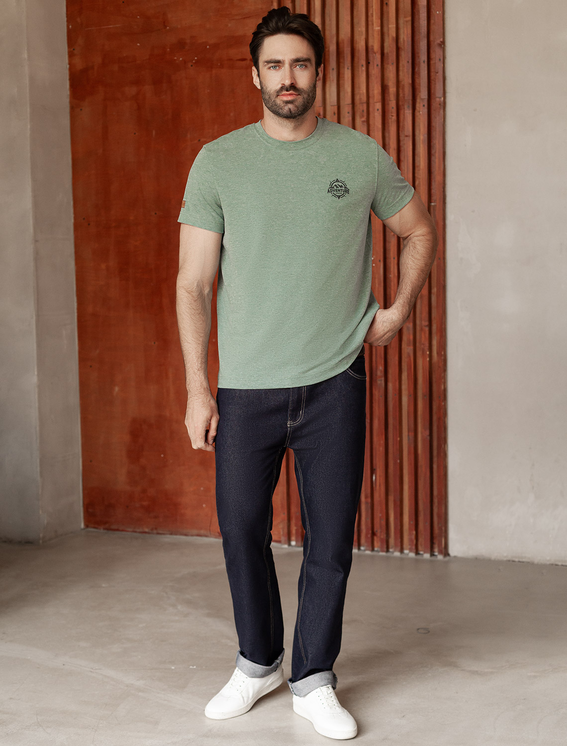 картинка Футболка мужская св.оливковый меланж_adventure от магазина Одежда+