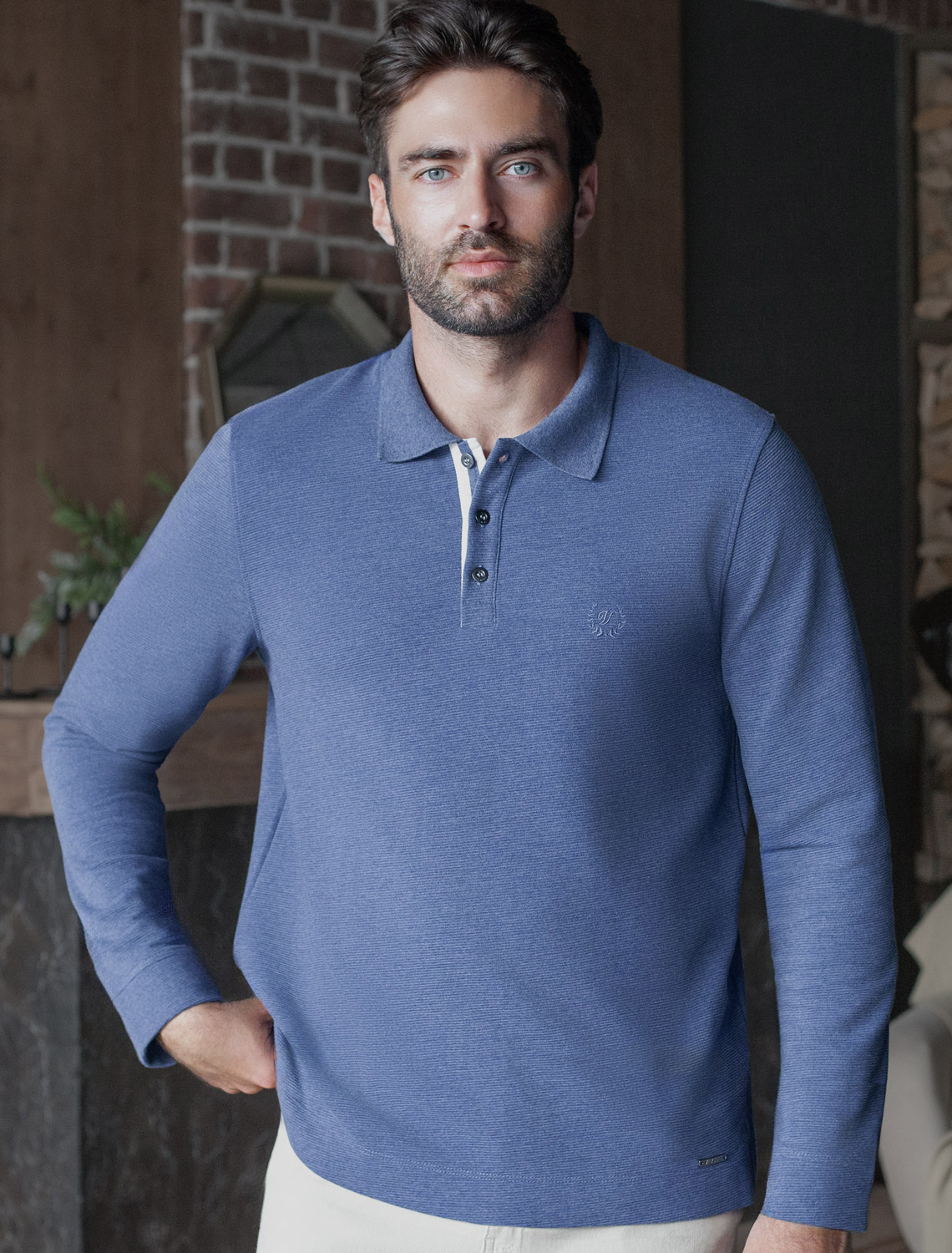 картинка Джемпер мужской синий меланж магазин Одежда+ являющийся официальным дистрибьютором в России 