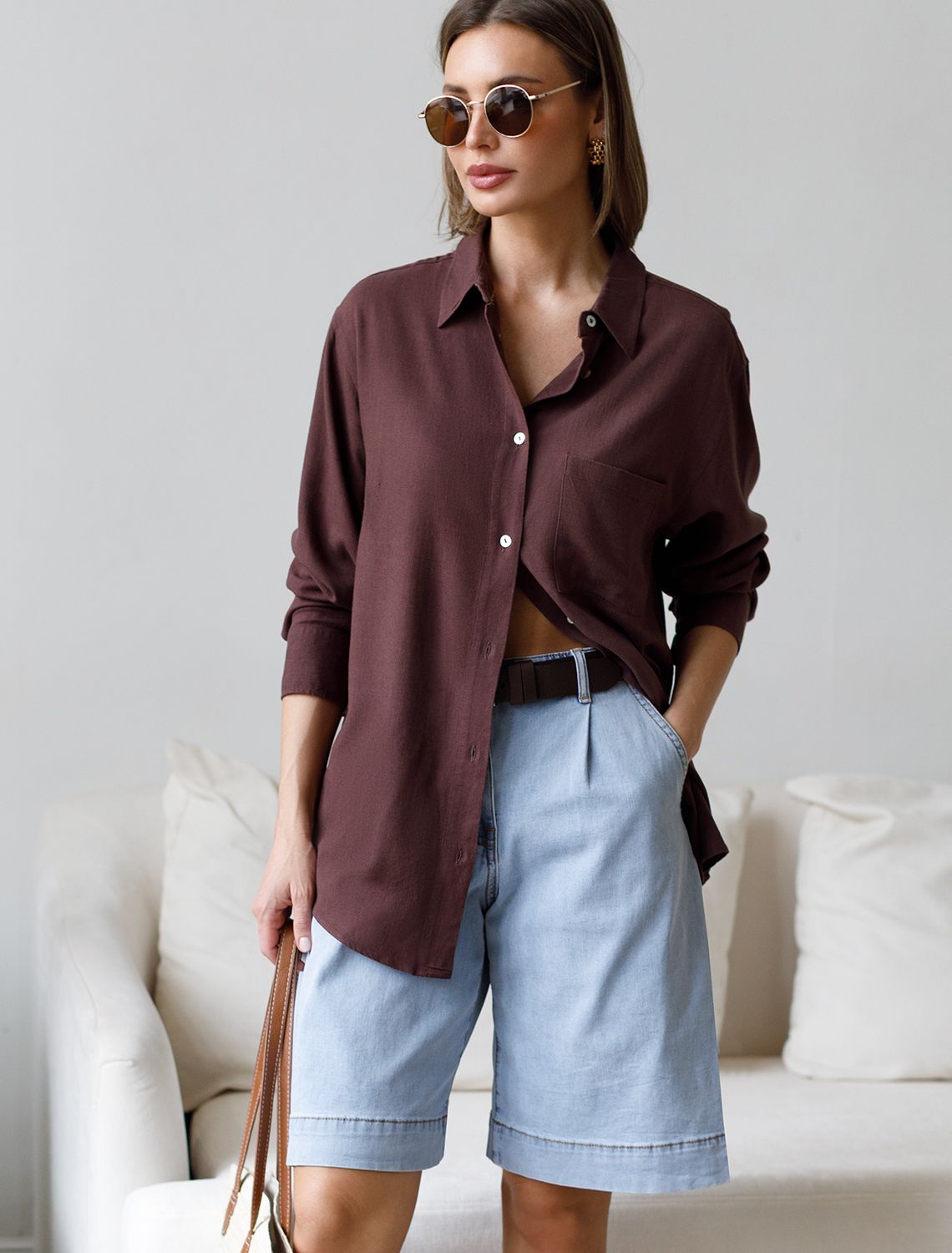 картинка Блузка женская коричневый от магазина Одежда+