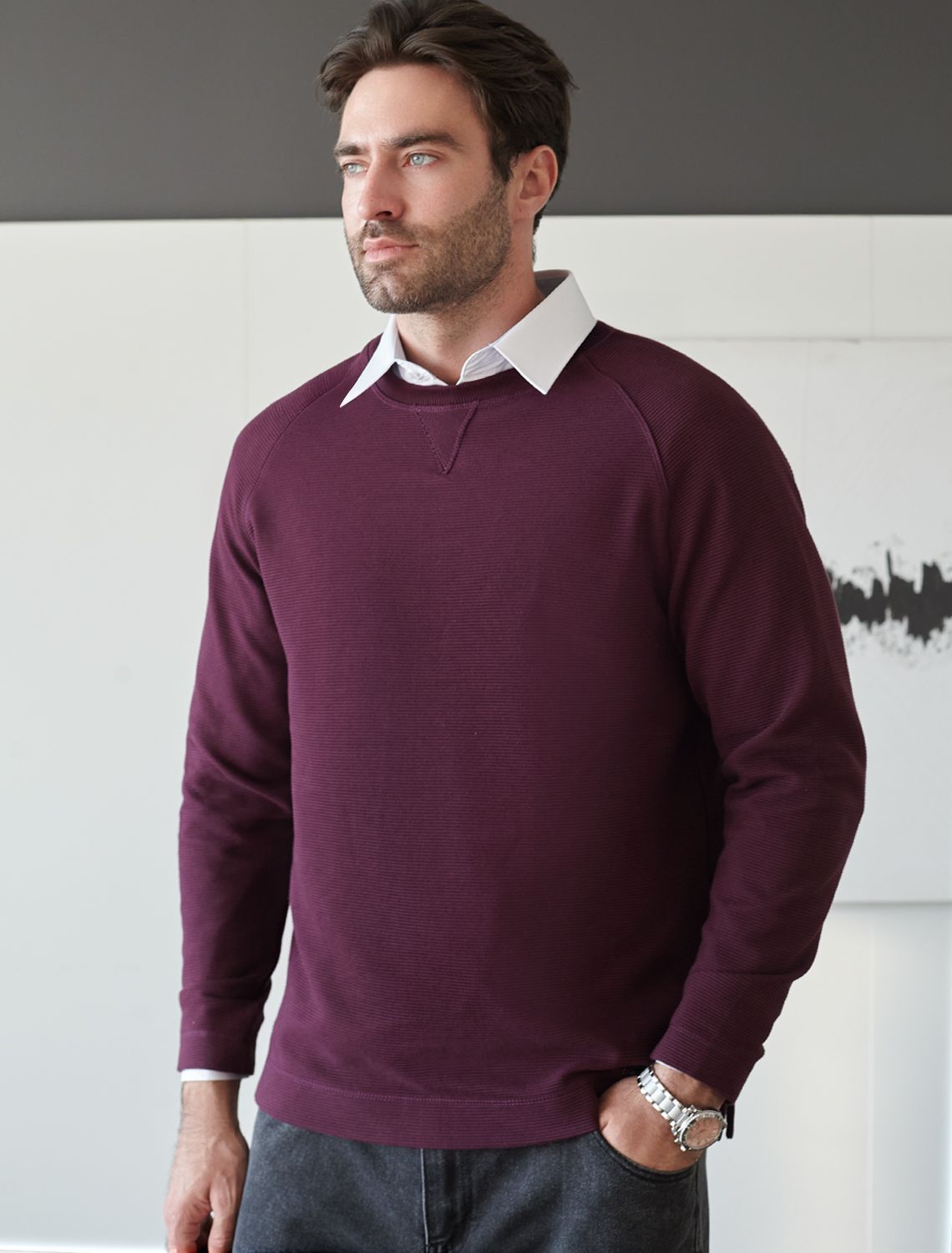картинка Джемпер мужской бургунди магазин Одежда+ являющийся официальным дистрибьютором в России 