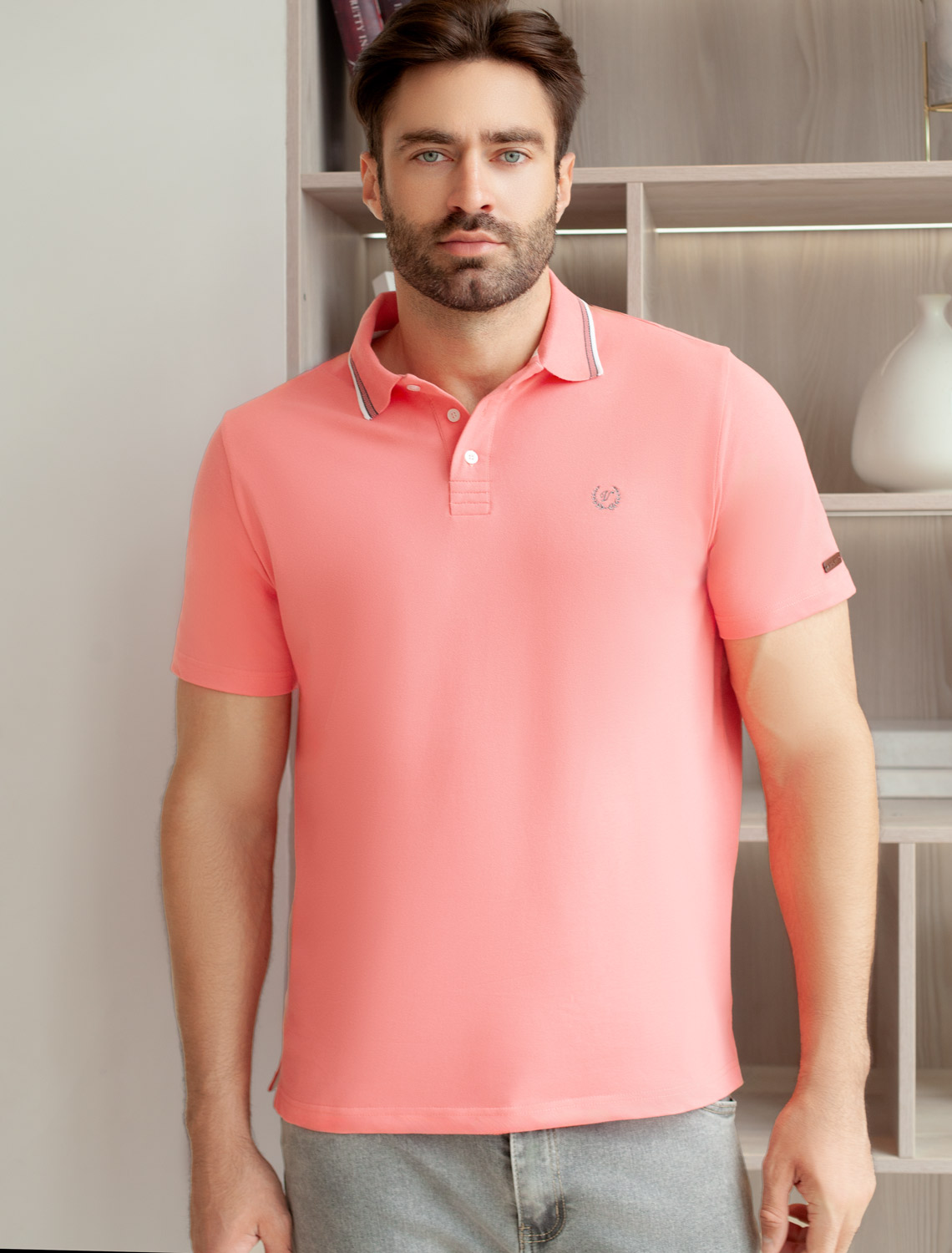 картинка Футболка мужская коралл магазин Одежда+ являющийся официальным дистрибьютором в России 