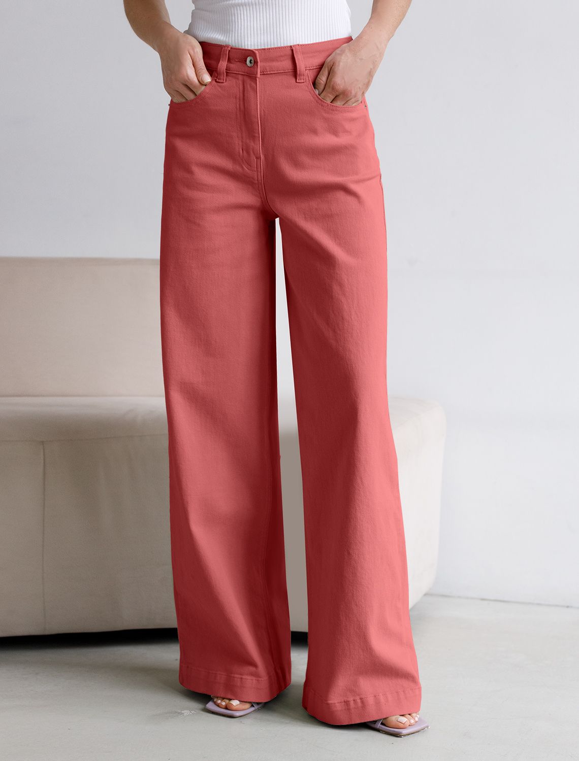 картинка Джинсы женские темно-коралловый магазин Одежда+ являющийся официальным дистрибьютором в России 