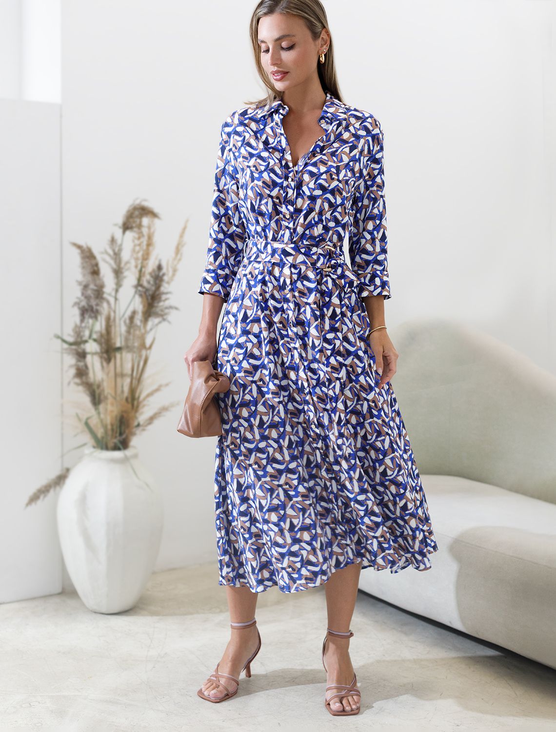 картинка Платье женское синий-бежевый от магазина Одежда+