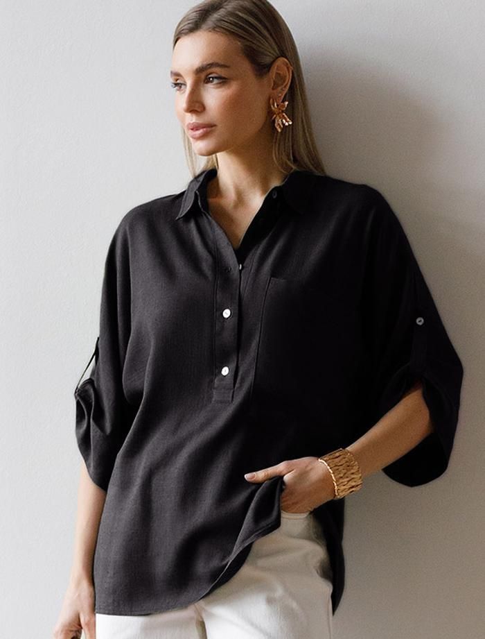 картинка Блузка женская черный магазин Одежда+ являющийся официальным дистрибьютором в России 