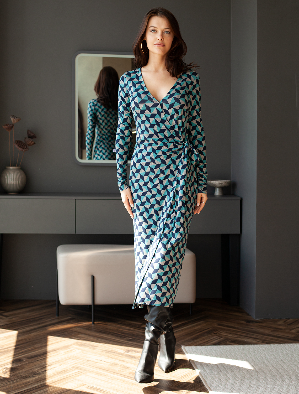 картинка Платье женское сине-зеленый от магазина Одежда+