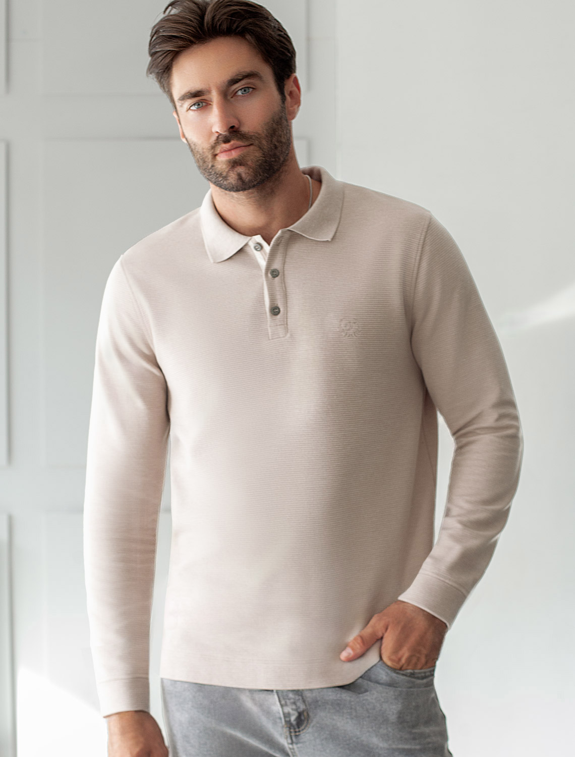 картинка Джемпер мужской св.кофейный меланж магазин Одежда+ являющийся официальным дистрибьютором в России 