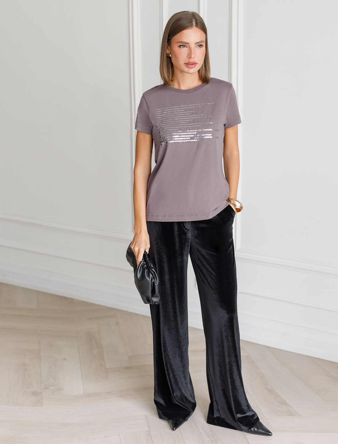 картинка Футболка женская кофейный_shiny stripes от магазина Одежда+