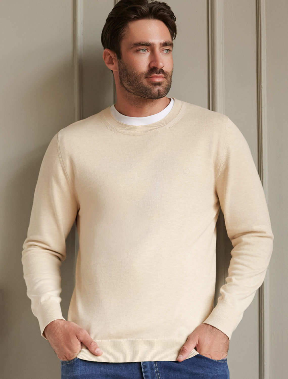 картинка Джемпер мужской бежевый меланж магазин Одежда+ являющийся официальным дистрибьютором в России 