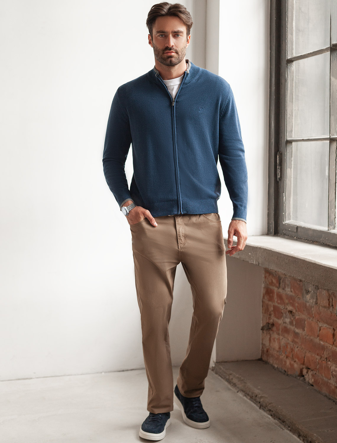 картинка Кардиган мужской светло-синий меланж от магазина Одежда+