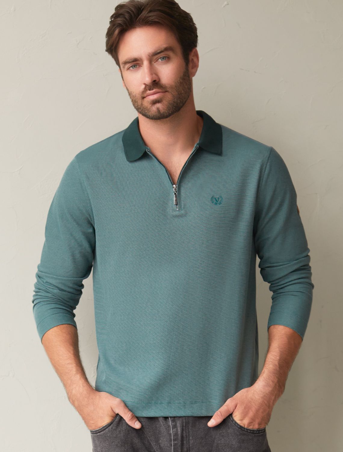 картинка Джемпер мужской дымчатый изумруд магазин Одежда+ являющийся официальным дистрибьютором в России 