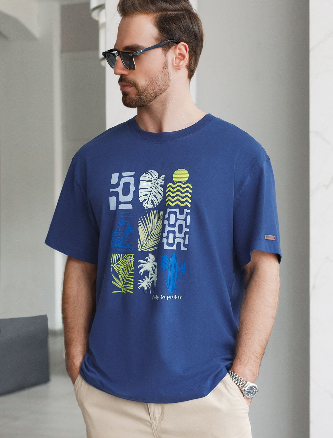 картинка Футболка мужская т.синий_ready for paradise магазин Одежда+ являющийся официальным дистрибьютором в России 