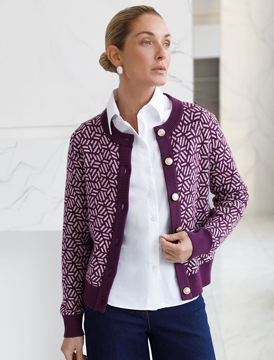 картинка Кардиган женский пурпурный магазин Одежда+ являющийся официальным дистрибьютором в России 