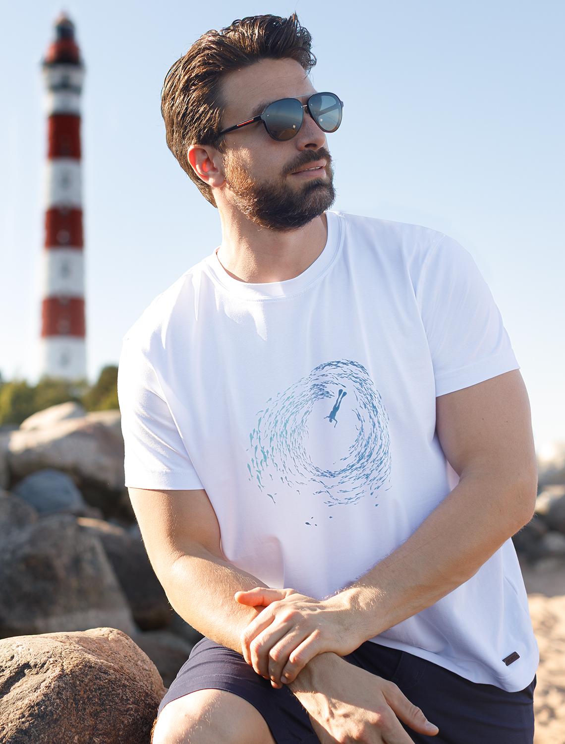 картинка Футболка мужская белый_ocean магазин Одежда+ являющийся официальным дистрибьютором в России 