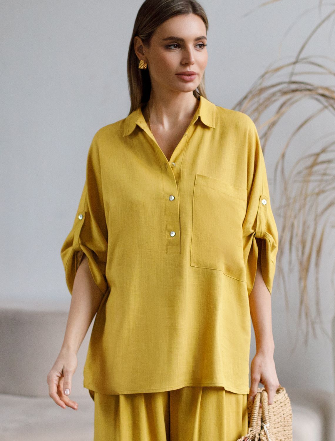 картинка Блузка женская горчичный магазин Одежда+ являющийся официальным дистрибьютором в России 