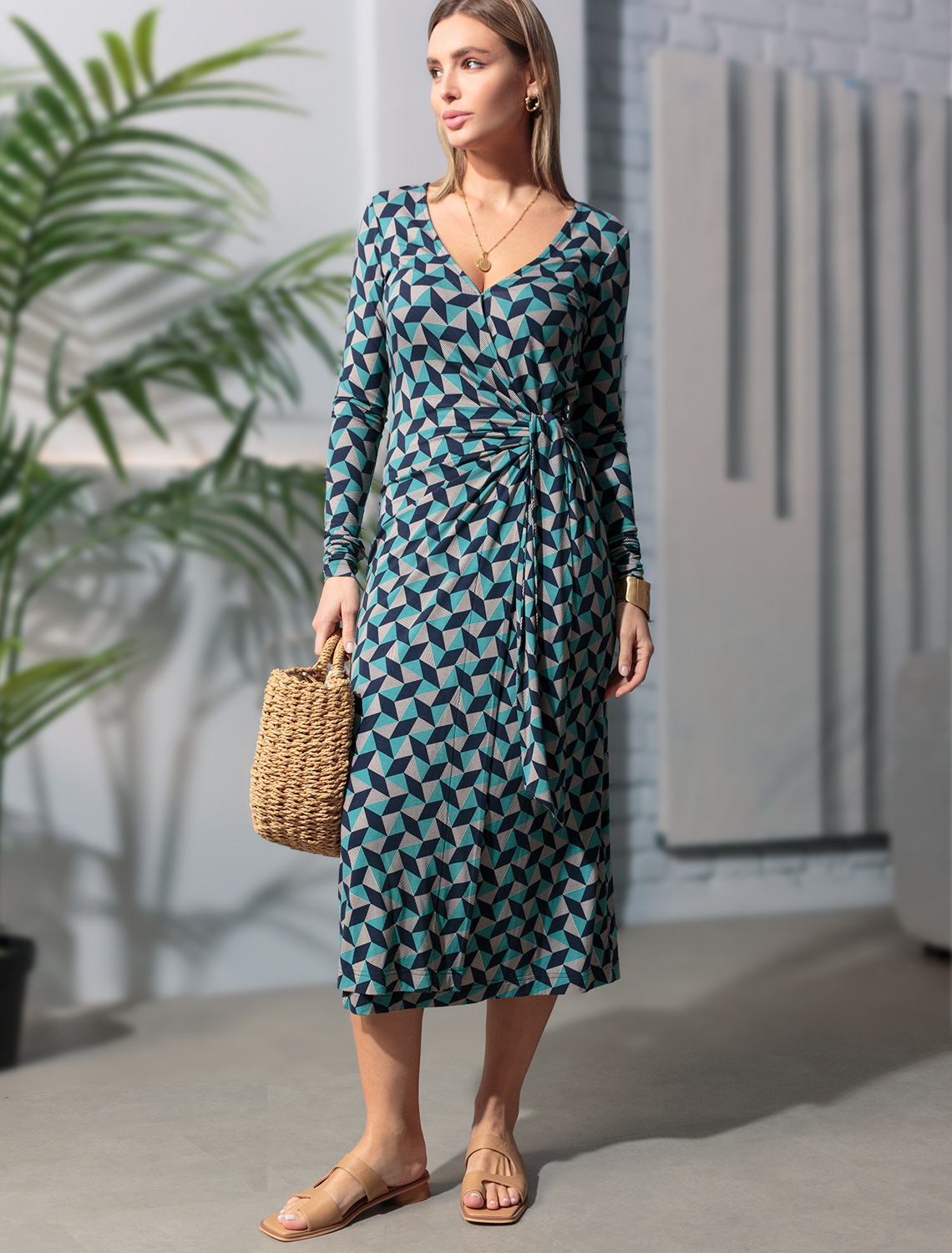 картинка Платье женское сине-зеленый от магазина Одежда+