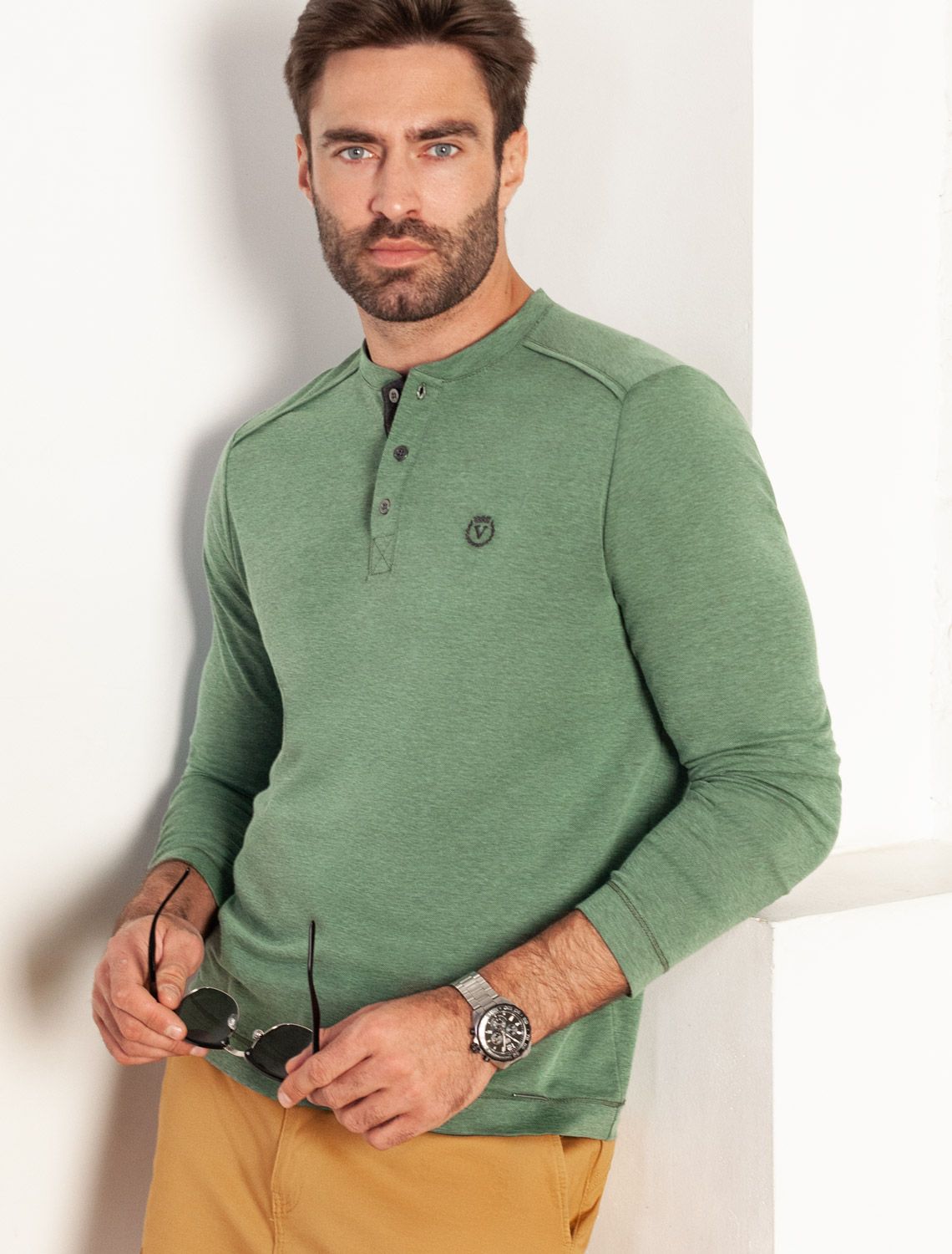 картинка Джемпер мужской хаки меланж магазин Одежда+ являющийся официальным дистрибьютором в России 