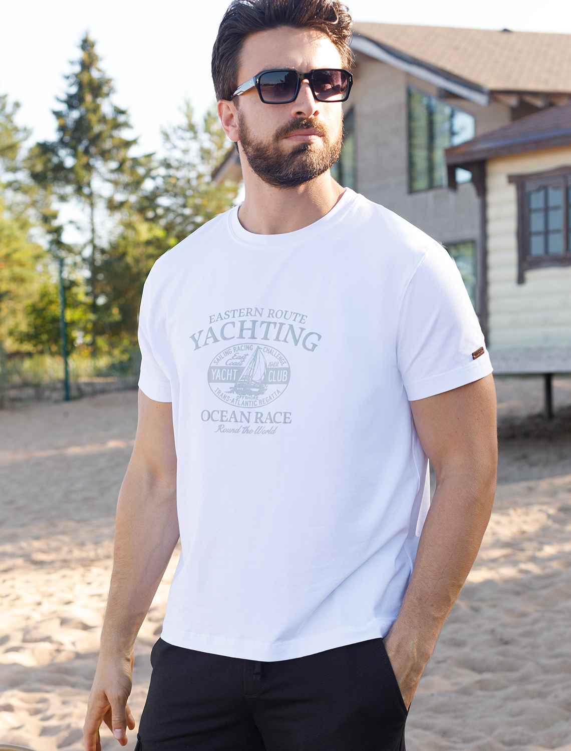 картинка Футболка мужская белый_yachting от магазина Одежда+