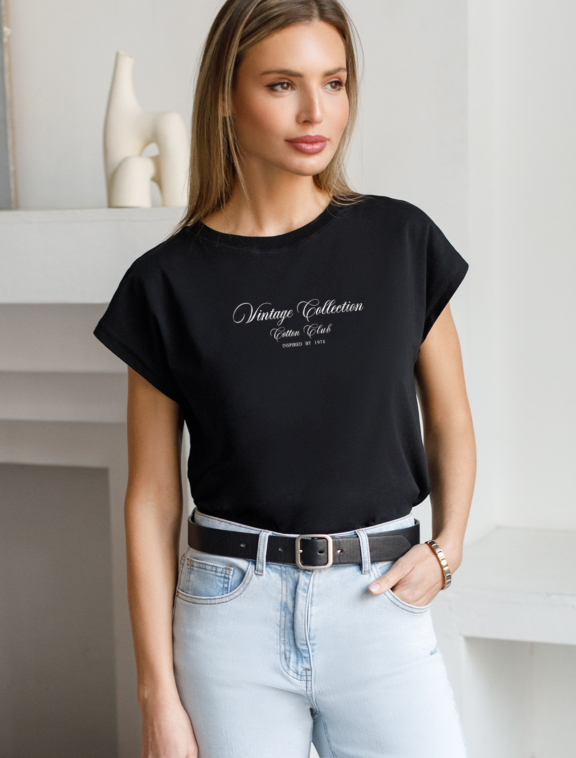 картинка Футболка женская черный_vintage от магазина Одежда+