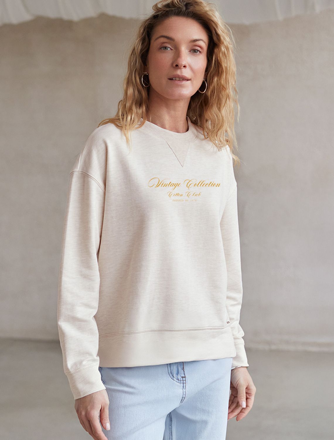 картинка Джемпер женский овсяный меланж_cotton club магазин Одежда+ являющийся официальным дистрибьютором в России 