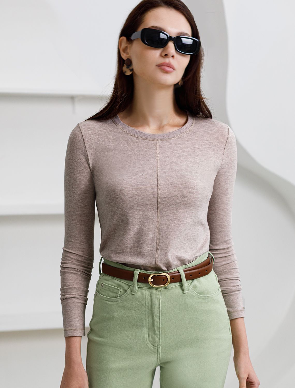 картинка Джемпер женский кофейный меланж магазин Одежда+ являющийся официальным дистрибьютором в России 