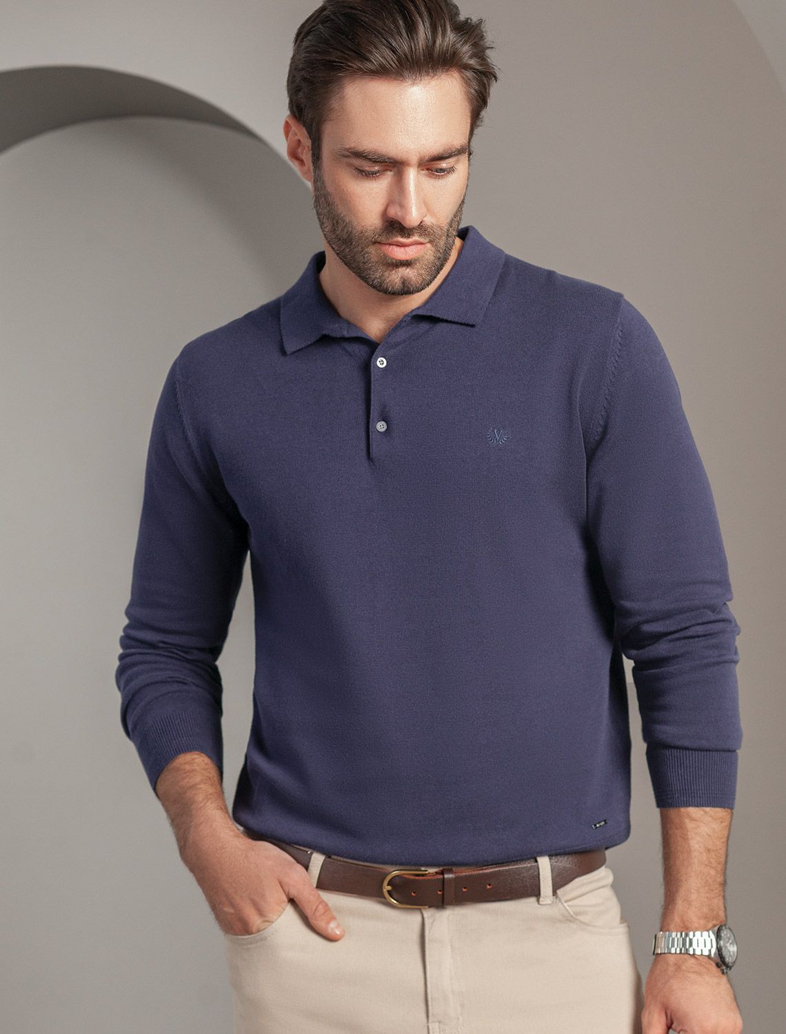 картинка Джемпер мужской темно-синий магазин Одежда+ являющийся официальным дистрибьютором в России 