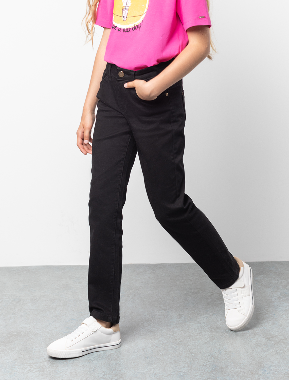 картинка Брюки для девочки черный магазин Одежда+ являющийся официальным дистрибьютором в России 