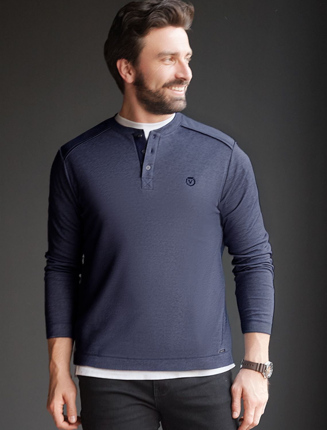 картинка Джемпер мужской т.синий меланж магазин Одежда+ являющийся официальным дистрибьютором в России 