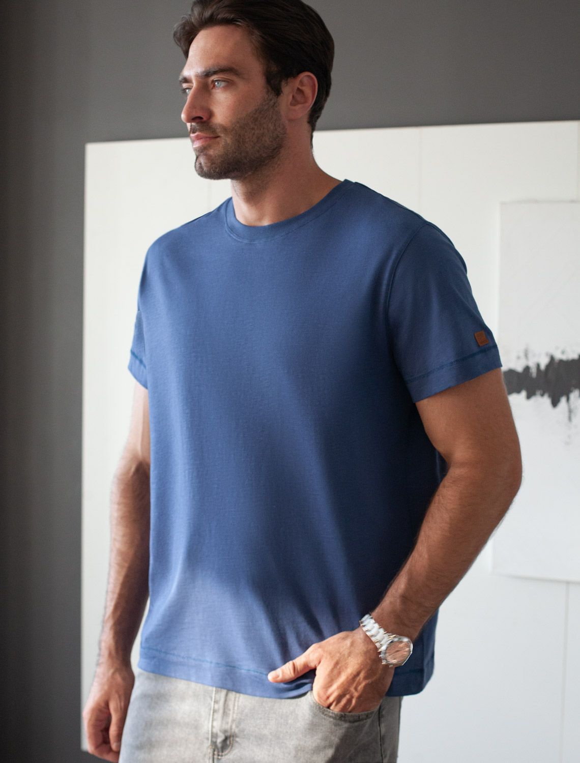 картинка Футболка мужская св.синий магазин Одежда+ являющийся официальным дистрибьютором в России 