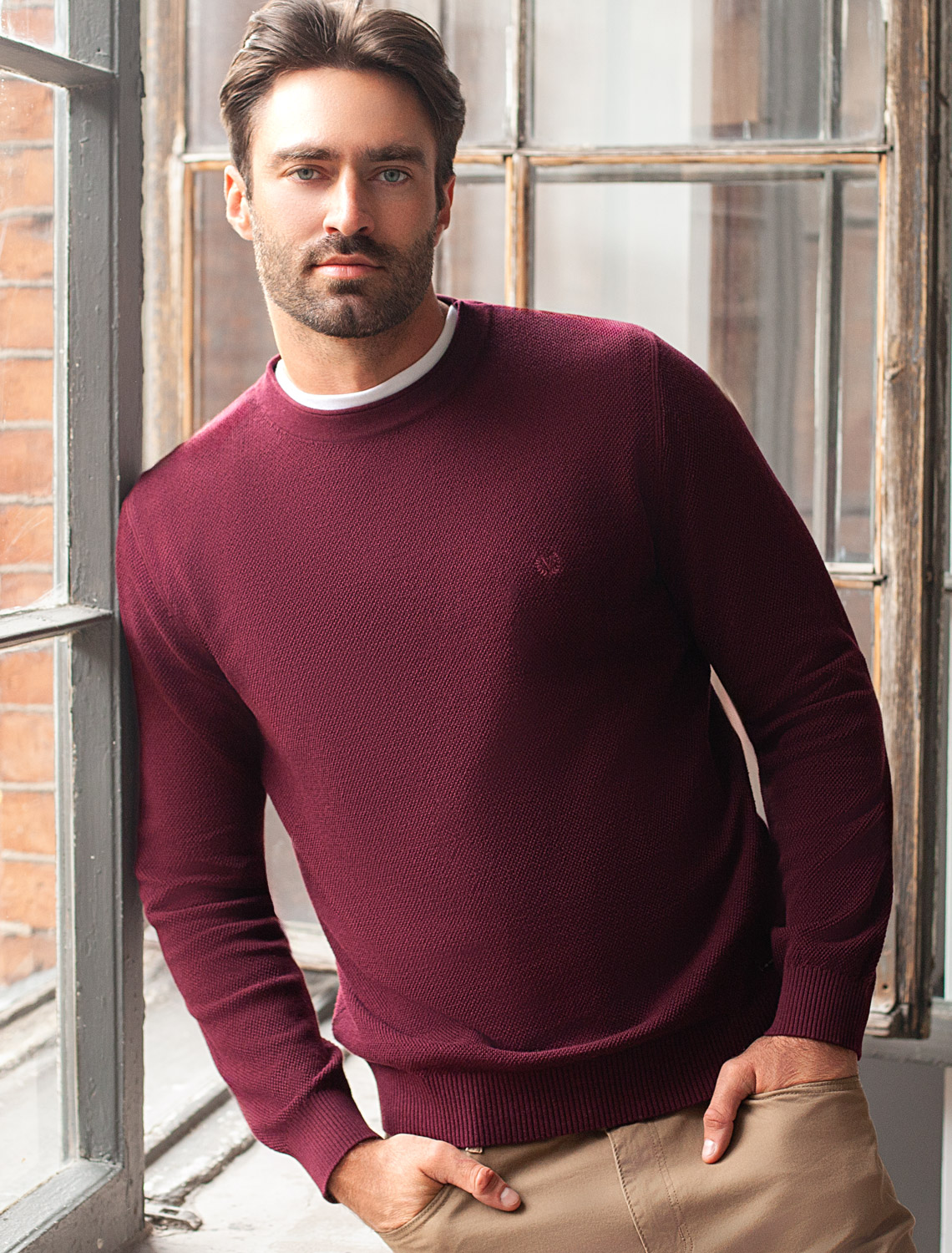картинка Джемпер мужской бургунди магазин Одежда+ являющийся официальным дистрибьютором в России 