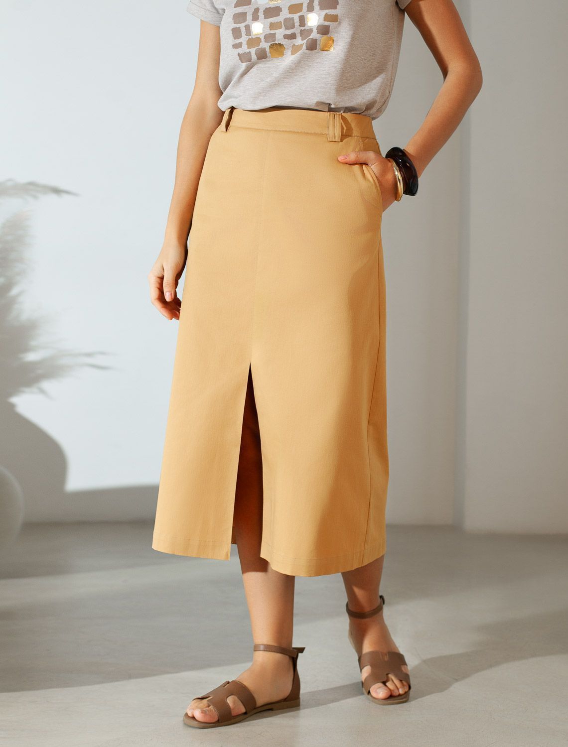 картинка Юбка женская темно-бежевый магазин Одежда+ являющийся официальным дистрибьютором в России 