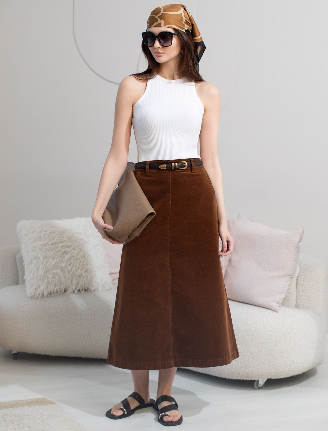 картинка Юбка женская светло-коричневый магазин Одежда+ являющийся официальным дистрибьютором в России 