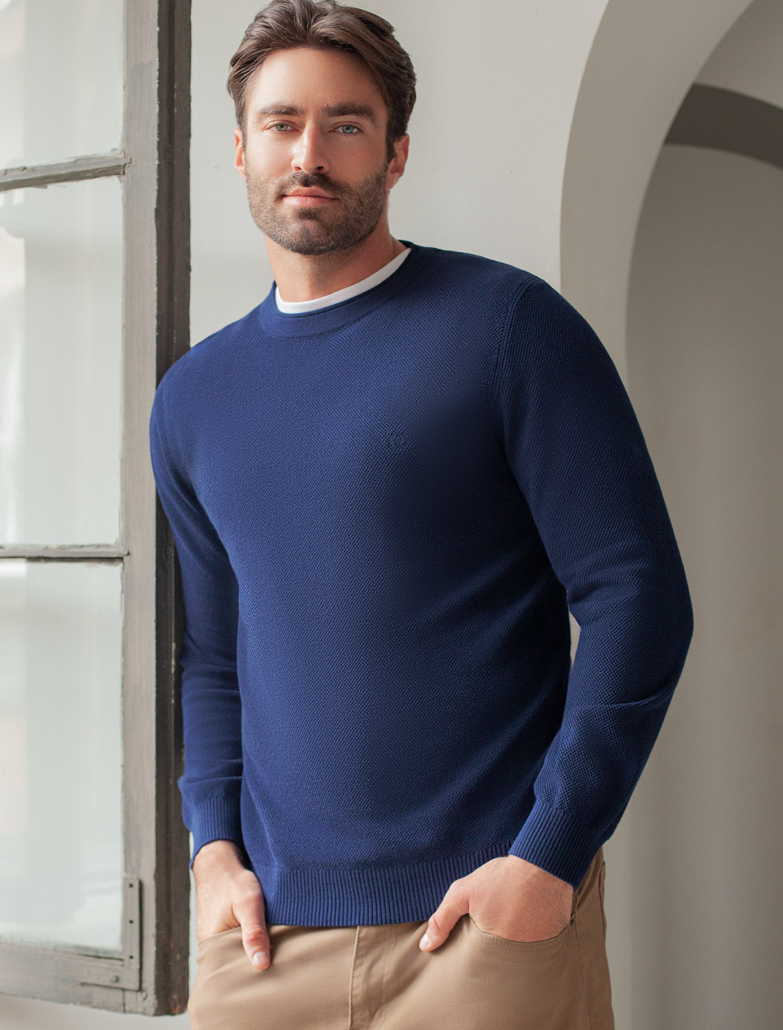 картинка Джемпер мужской темно-синий магазин Одежда+ являющийся официальным дистрибьютором в России 