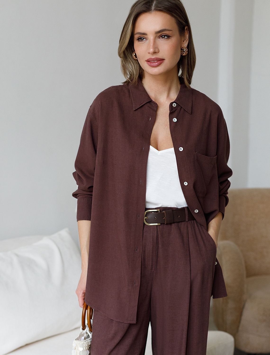 картинка Блузка женская коричневый магазин Одежда+ являющийся официальным дистрибьютором в России 