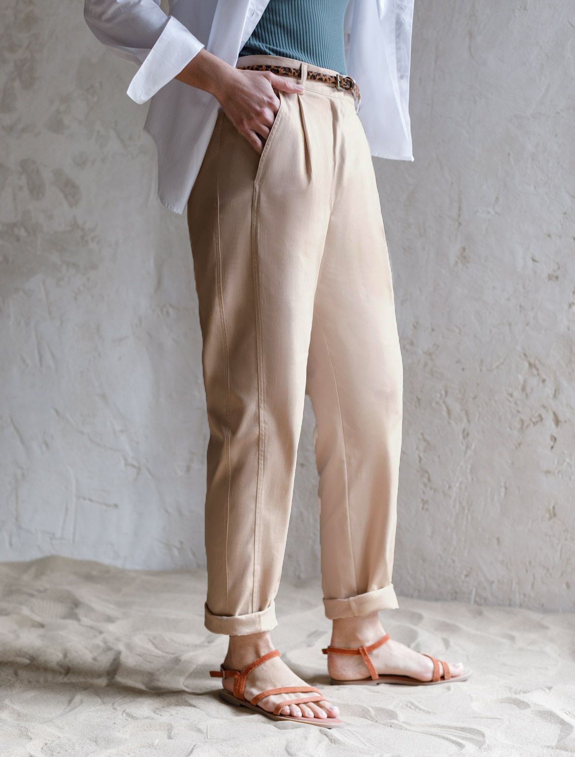 картинка Брюки женские светло-бежевый магазин Одежда+ являющийся официальным дистрибьютором в России 