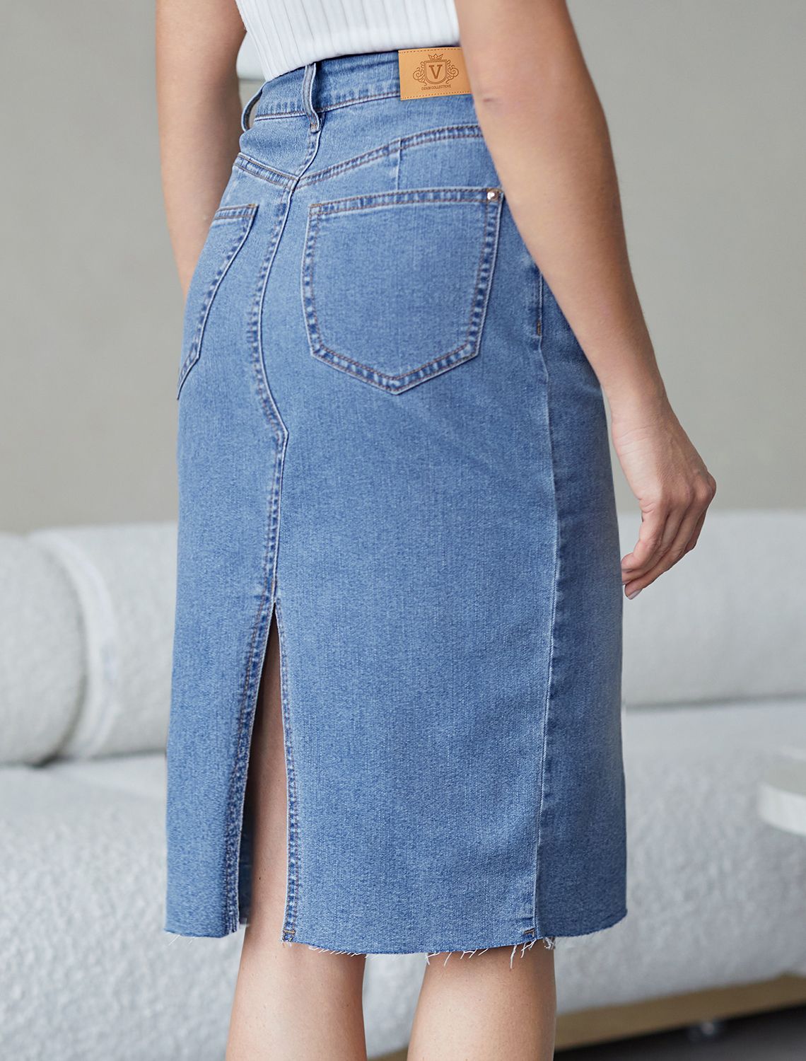 картинка Юбка женская синий магазин Одежда+ являющийся официальным дистрибьютором в России 