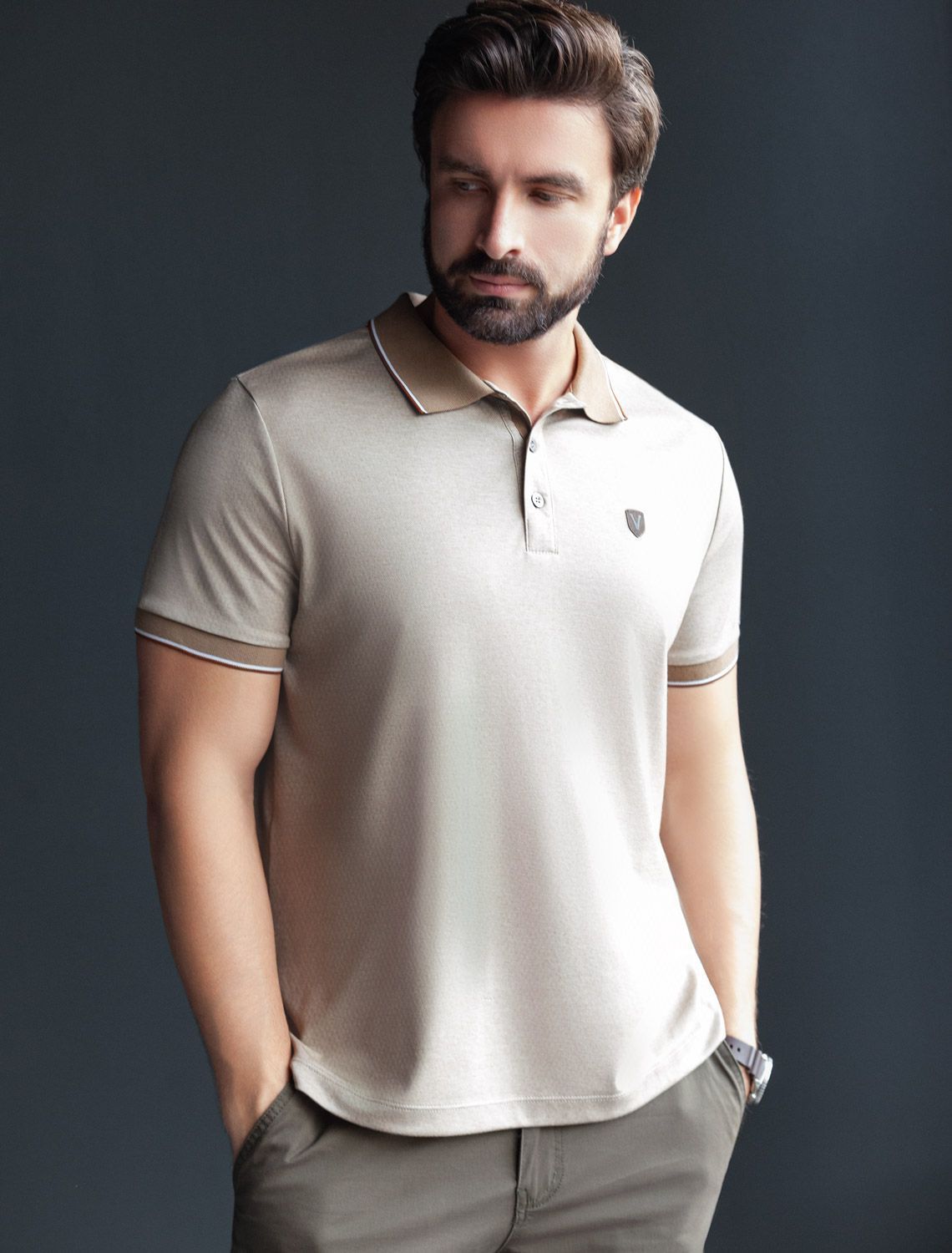 картинка Футболка мужская т.бежевый меланж магазин Одежда+ являющийся официальным дистрибьютором в России 