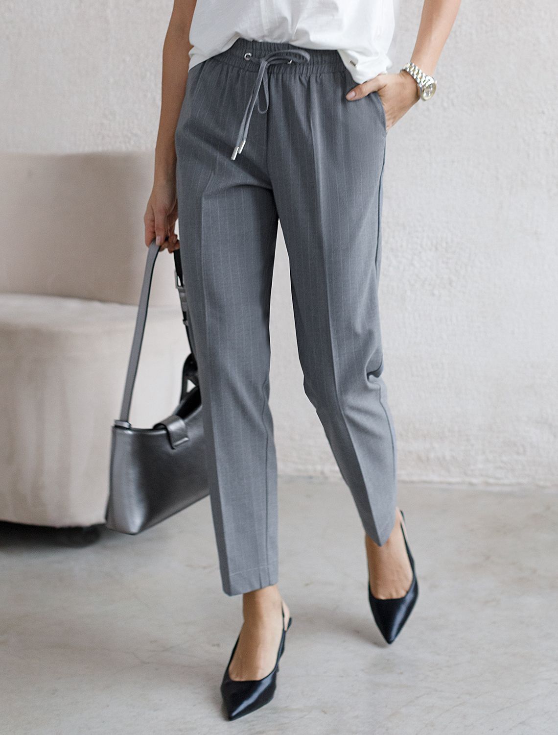 картинка Брюки женские серый магазин Одежда+ являющийся официальным дистрибьютором в России 