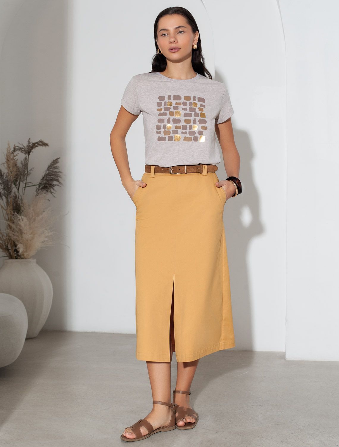 картинка Юбка женская темно-бежевый от магазина Одежда+