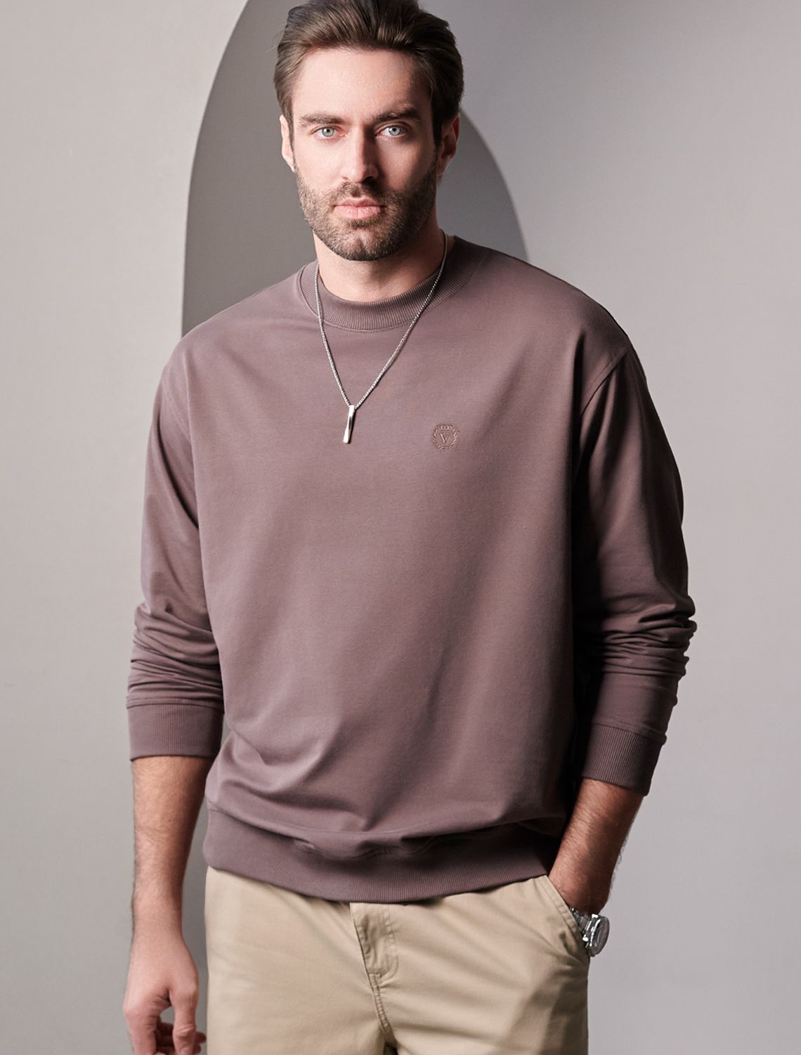 картинка Джемпер мужской кофейный магазин Одежда+ являющийся официальным дистрибьютором в России 