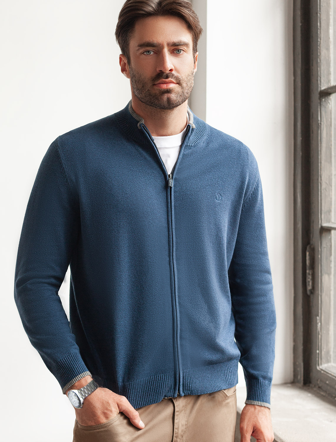 картинка Кардиган мужской светло-синий меланж от магазина Одежда+