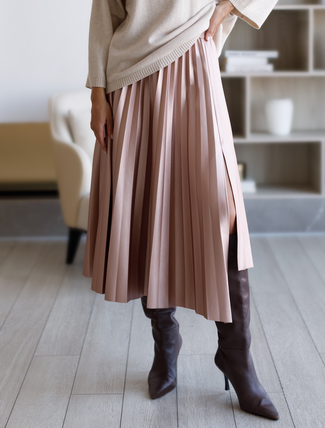 картинка Юбка женская пудровый металлик от магазина Одежда+