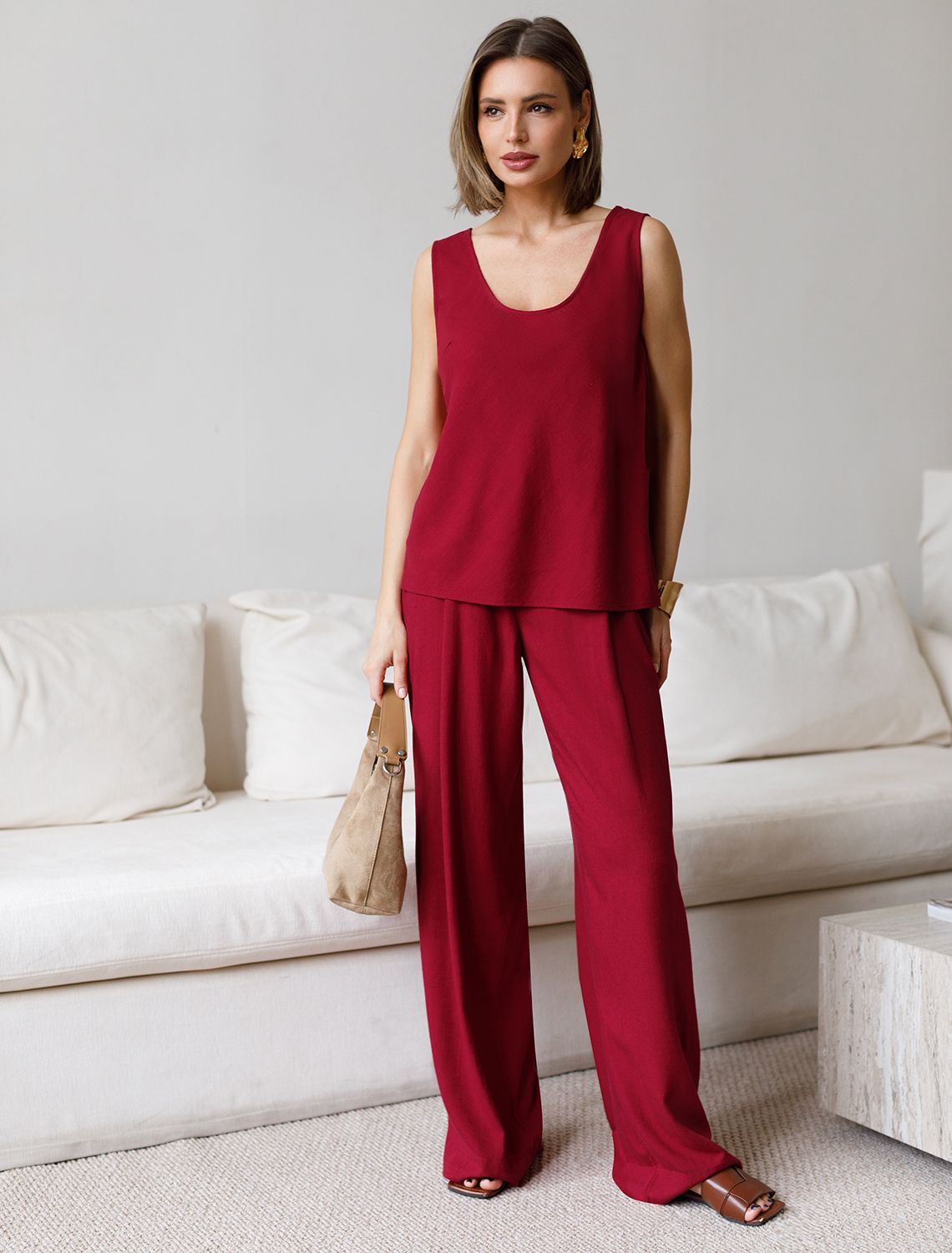 картинка Брюки женские гранатовый магазин Одежда+ являющийся официальным дистрибьютором в России 