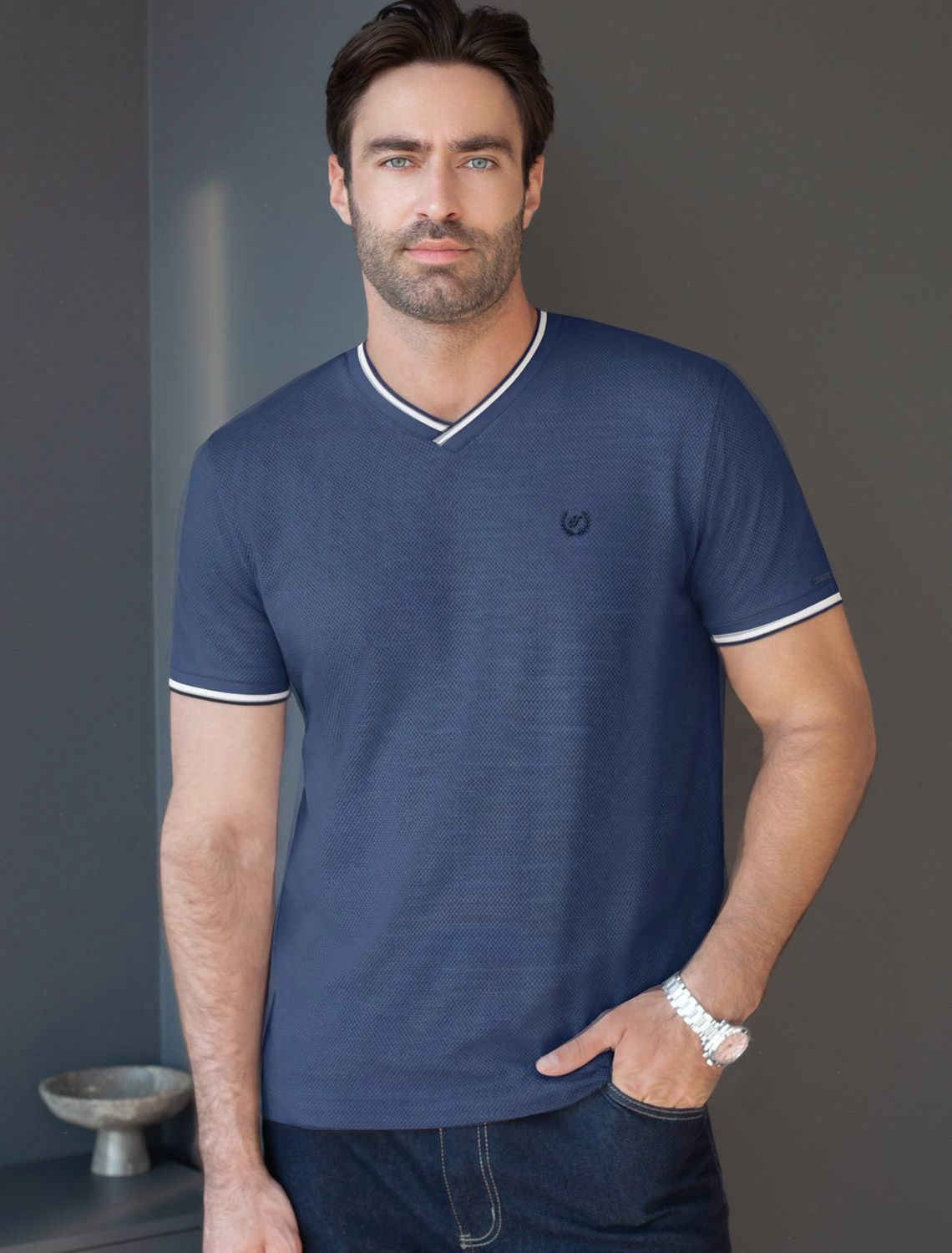 картинка Футболка мужская св.синий магазин Одежда+ являющийся официальным дистрибьютором в России 