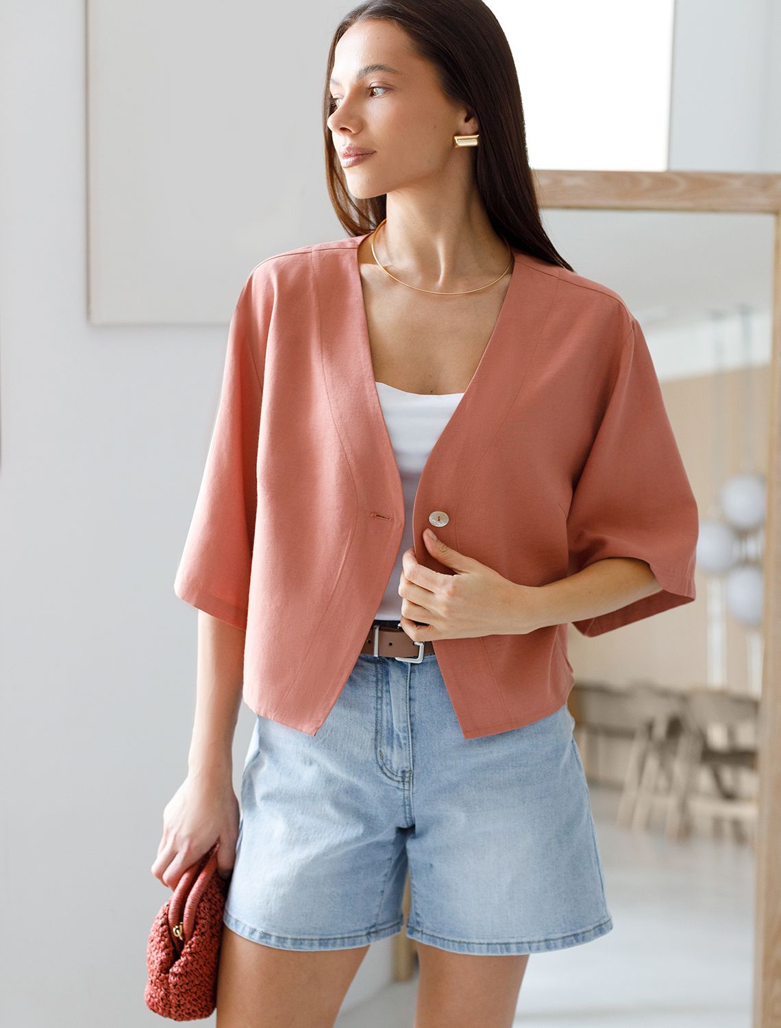 картинка Блузка женская дымчато-коралловый от магазина Одежда+